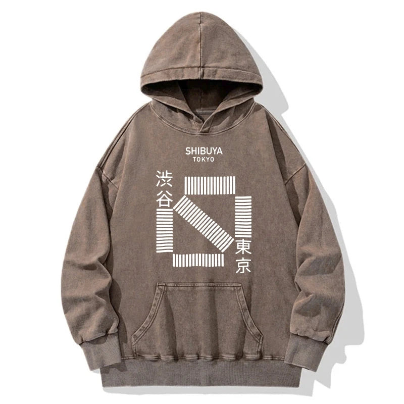 Tokyo-Tiger Japanese Shibuya Crossing Washed Hoodie