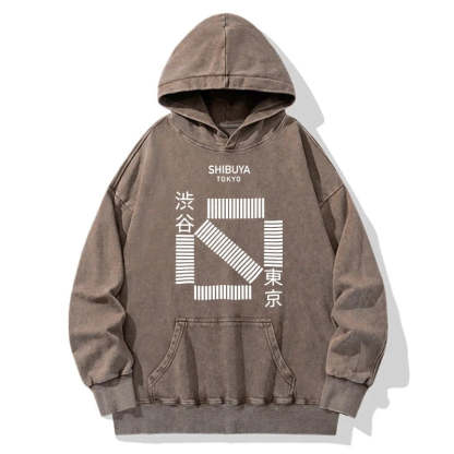Tokyo-Tiger Japanese Shibuya Crossing Washed Hoodie