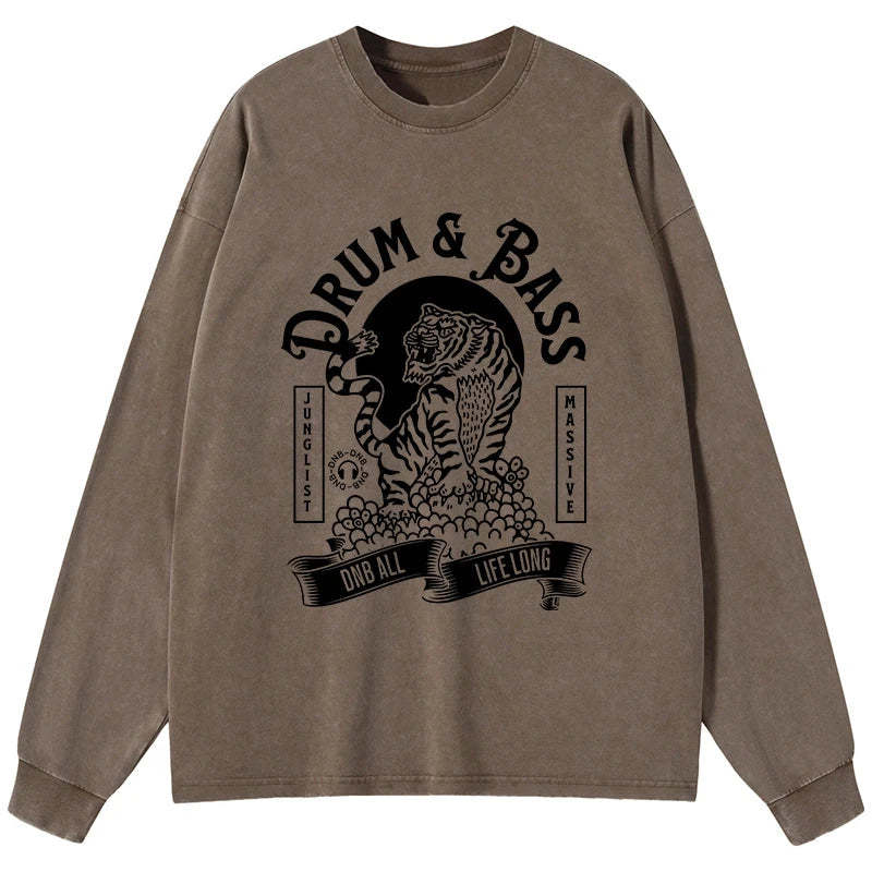 Tokyo-Tiger Drum & Bass Tiger Washed Long Sleeve T-Shirt Sale