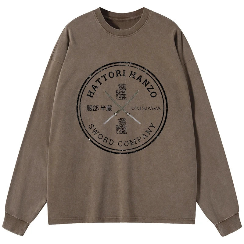 Tokyo-Tiger Hattori Hanzo Sword Company Washed Long Sleeve T-Shirt