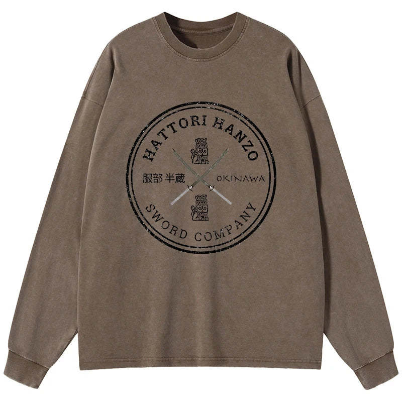 Tokyo-Tiger Hattori Hanzo Sword Company Washed Long Sleeve T-Shirt