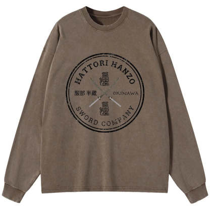 Tokyo-Tiger Hattori Hanzo Sword Company Washed Long Sleeve T-Shirt