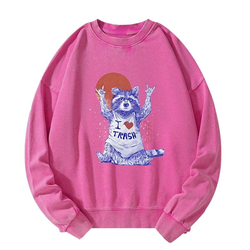 Tokyo-Tiger I love Trash Washed Sweatshirt Sale