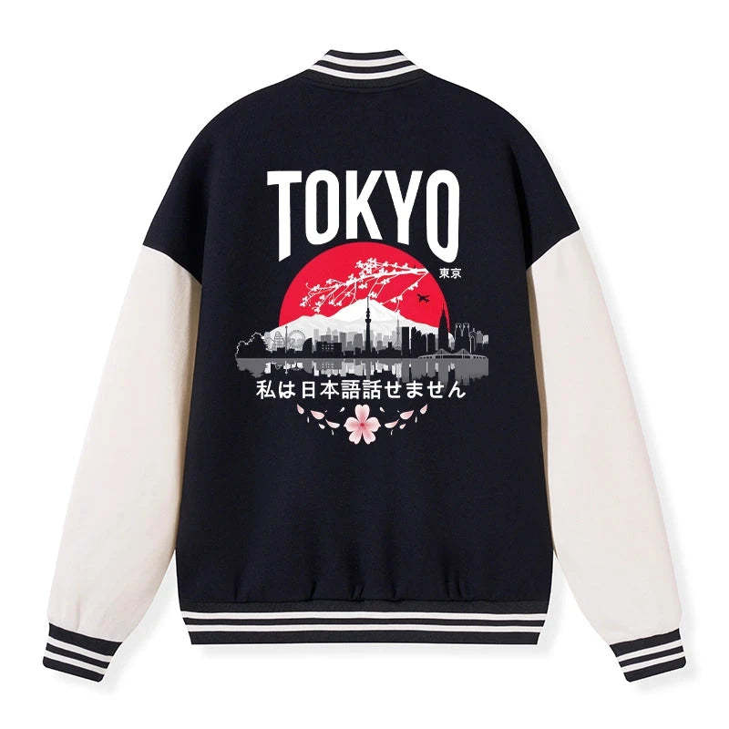 Tokyo-Tiger I don’t speak Japanese Embroidery Varsity Jacket Sale