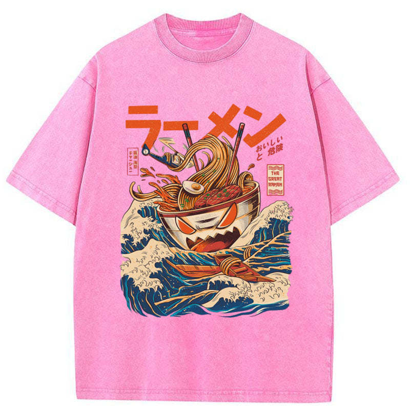 Tokyo-Tiger The Great Wave Ramen Yokai Washed T-Shirt