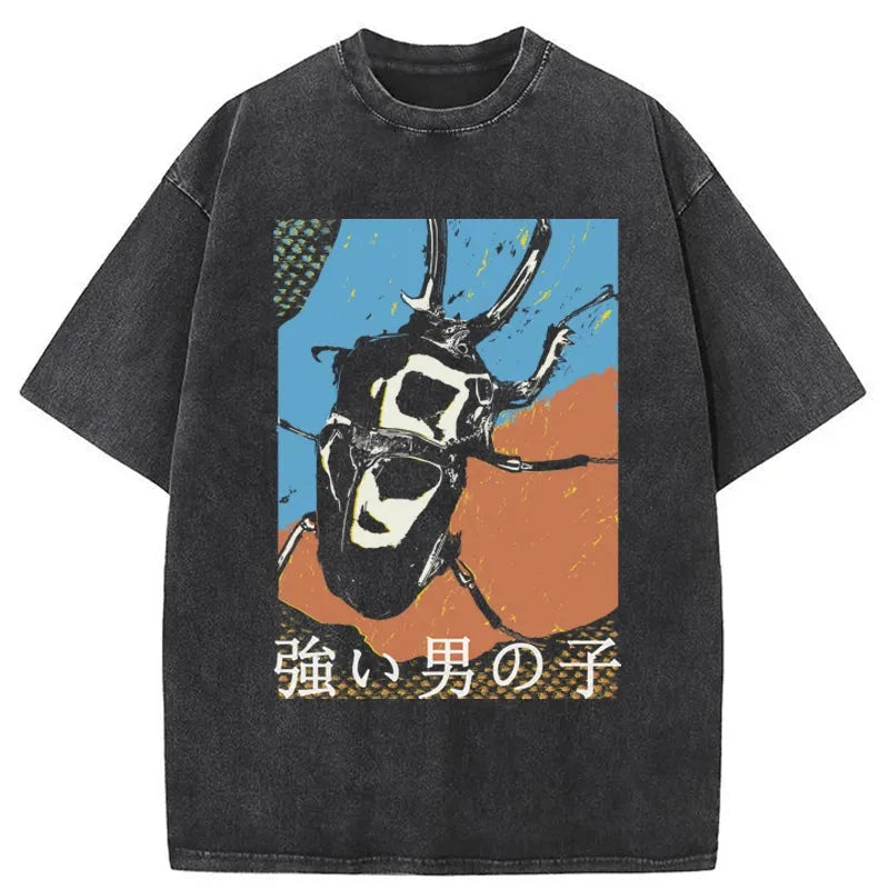 Tokyo-Tiger Strong Beetle Japanese Washed T-Shirt