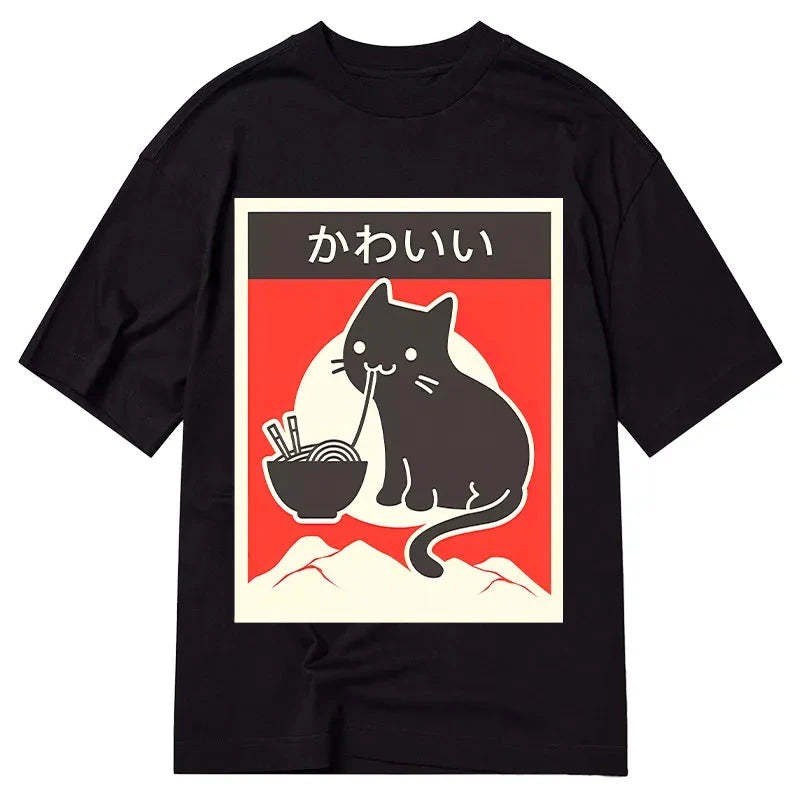 Tokyo-Tiger "Kawaii" Vintage Style Japenese Ramen Cat Classic T-Shirt-tokyo-tiger