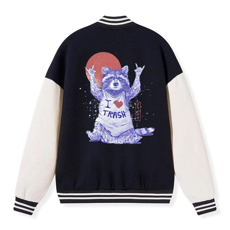 Tokyo-Tiger I love Trash Embroidery Varsity Jacket Sale