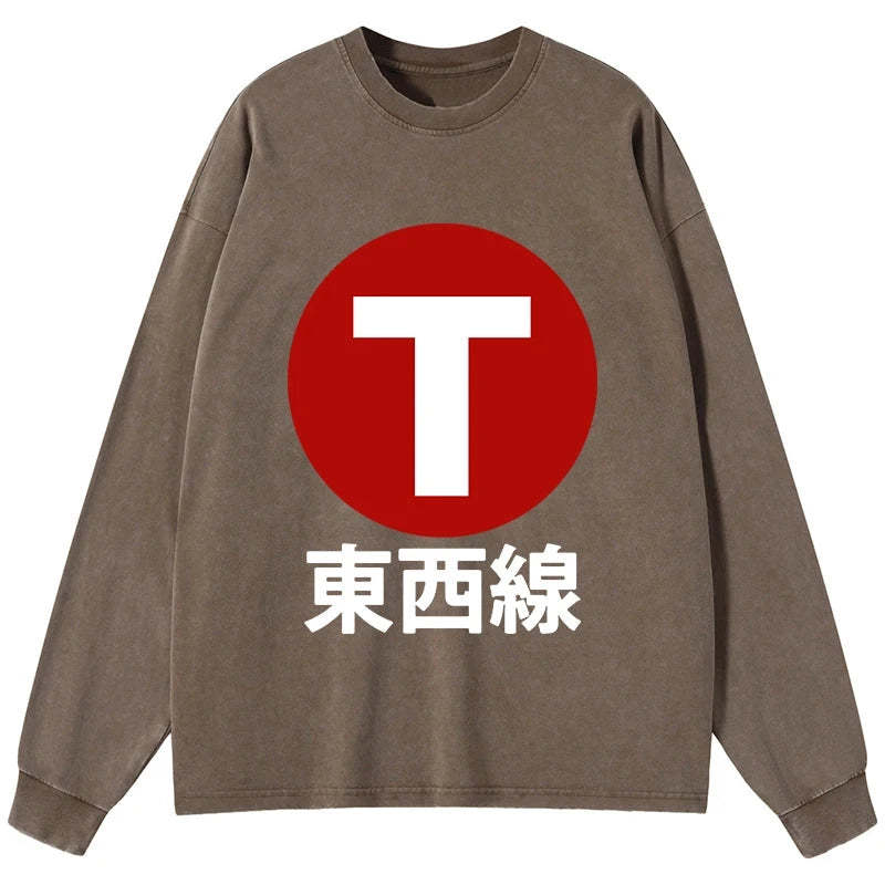 Tokyo-Tiger Tozai Line Kyoto Washed Long Sleeve T-Shirt
