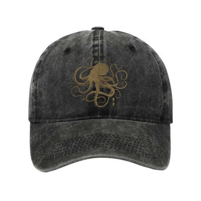 Tokyo-Tiger Octopus Japanese Gold Print Tattoo Washed Cap