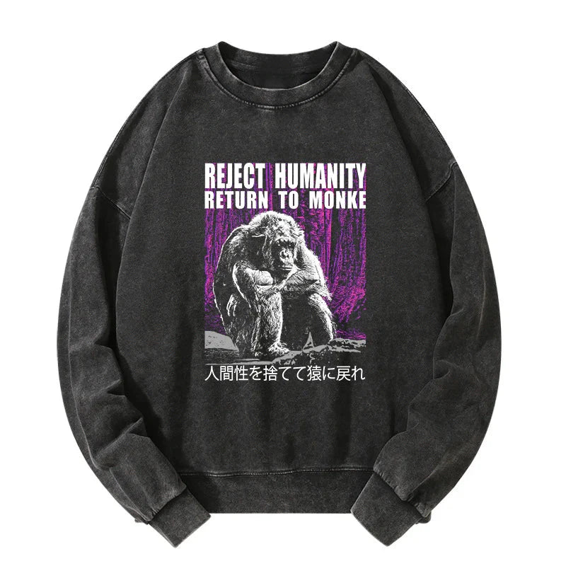 Tokyo-Tiger Reject Humanity Return To Monkey Washed Sweatshirt