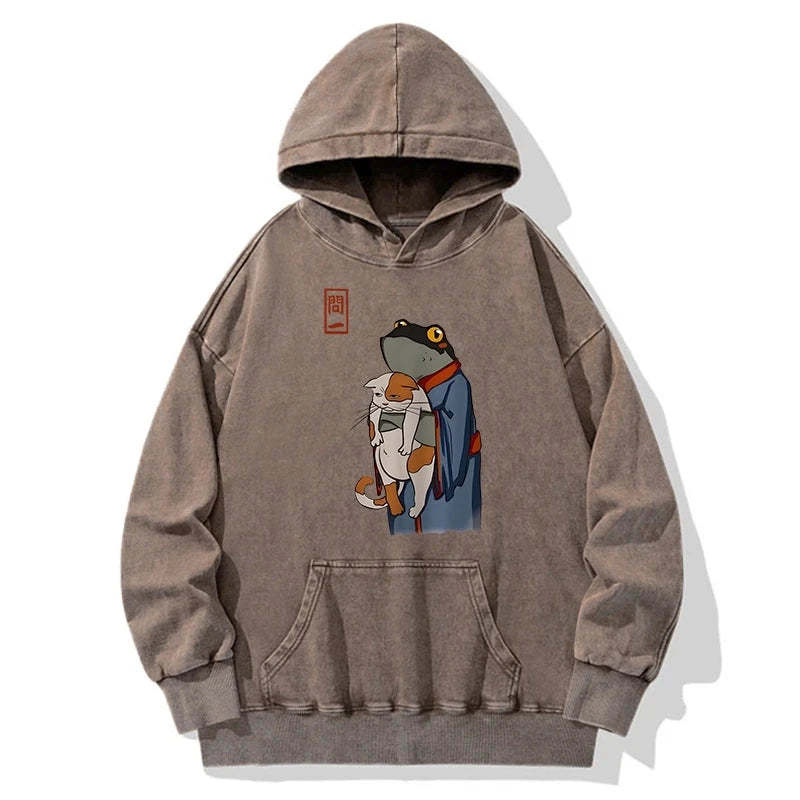 Tokyo-Tiger The Frog Holds The Cat Washed Hoodie Sale