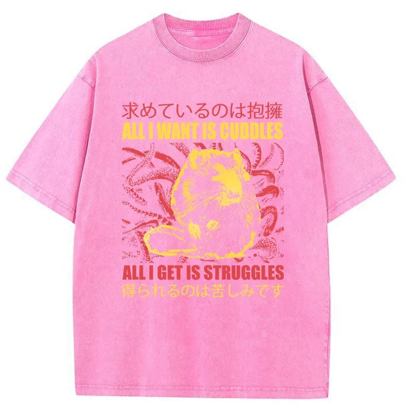 Tokyo-Tiger All I Want Is Cuddles Washed T-Shirt