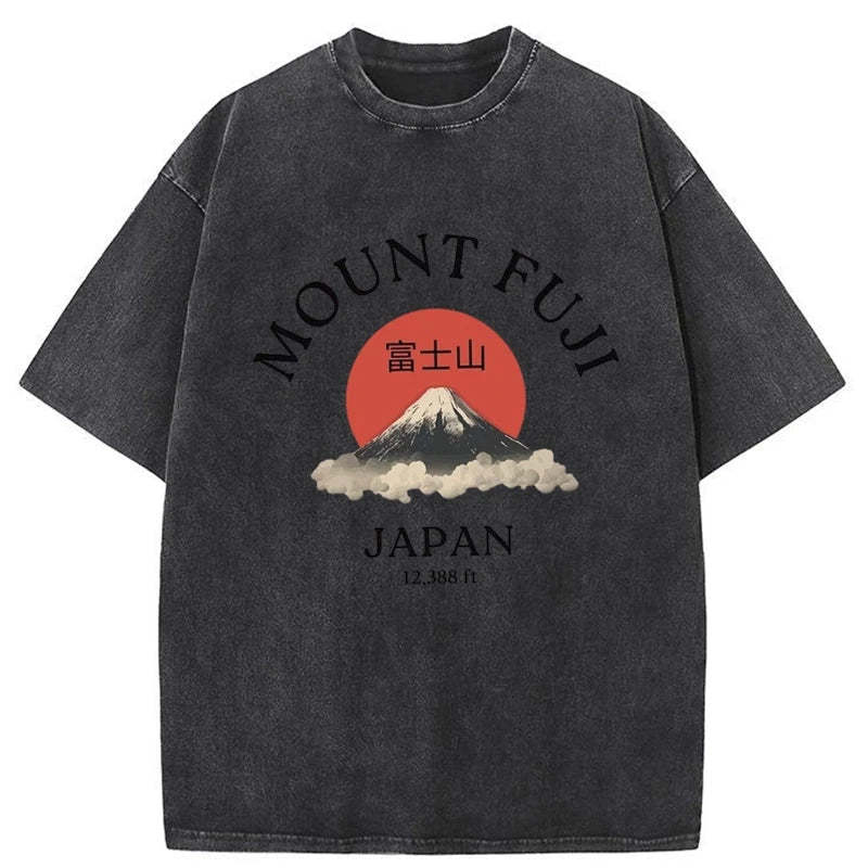 Tokyo-Tiger Japan Mount Fuji Sun Unisex Washed T-Shirt