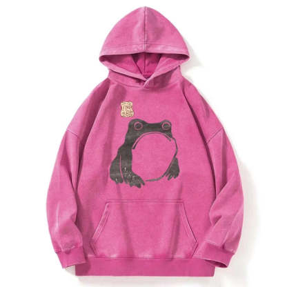 Tokyo-Tiger Matsumoto Hoji Woodblock Print Frog Washed Hoodie
