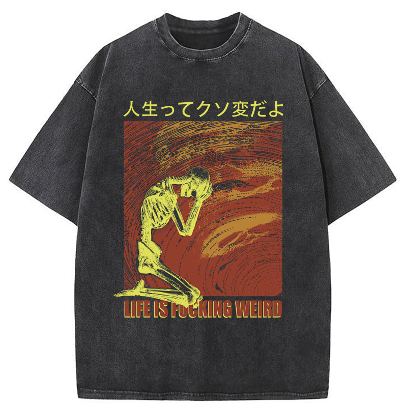Tokyo-Tiger Skeleton Life is Fu Washed T-Shirt