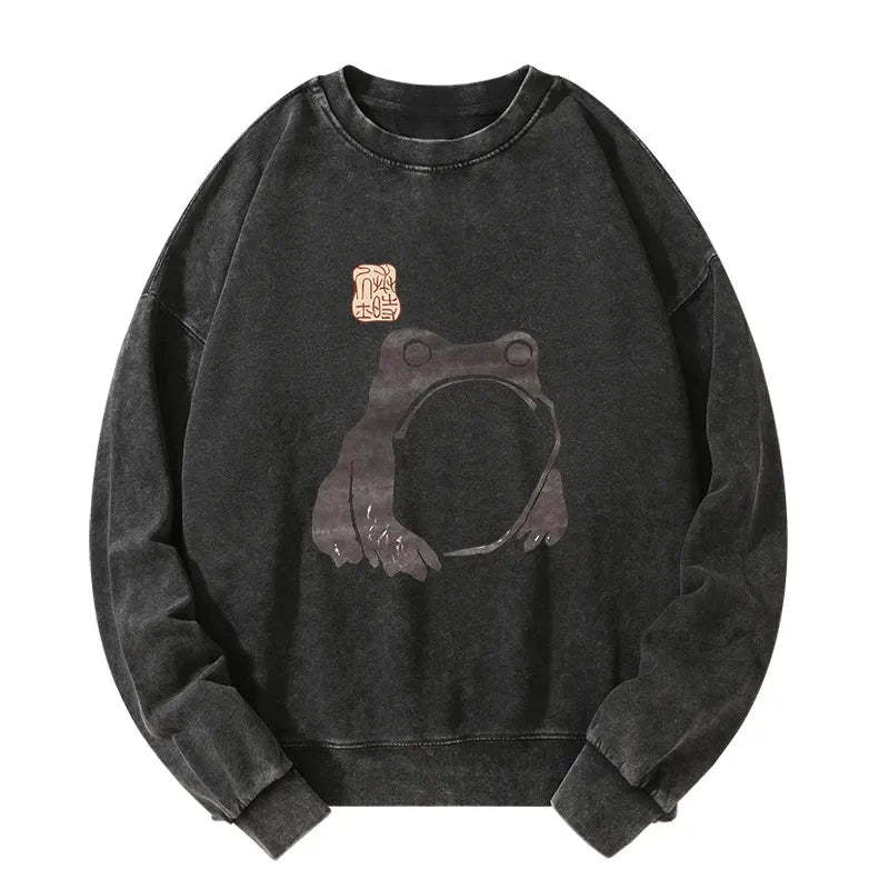 Tokyo-Tiger Matsumoto Hoji woodblock print frog Washed Sweatshirt