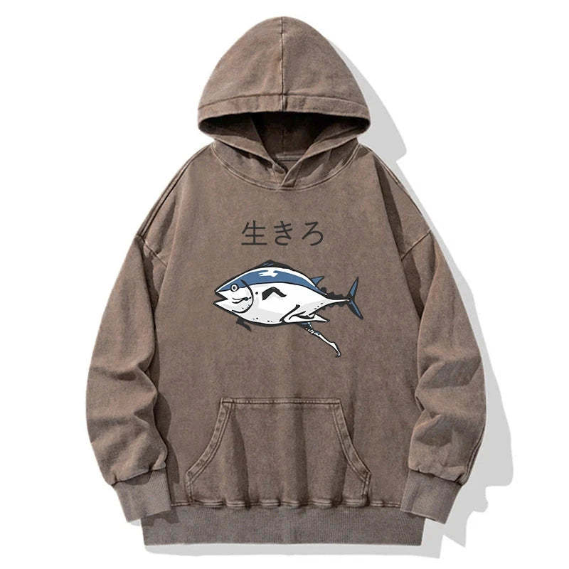 Tokyo-Tiger Running Fish Washed Hoodie