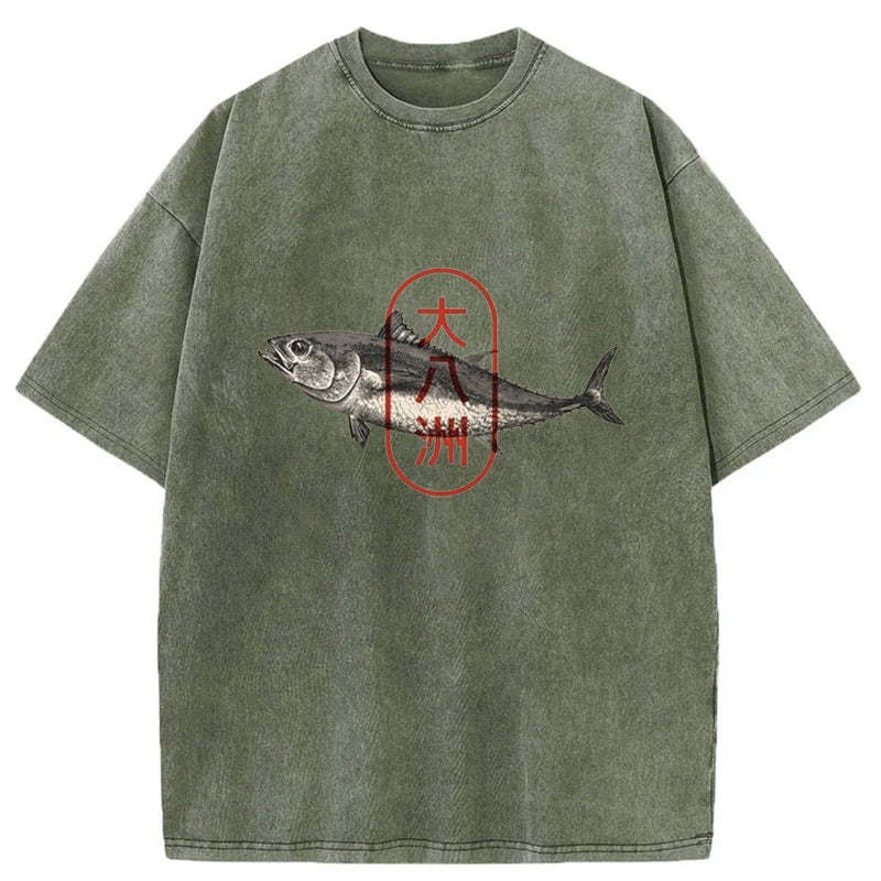 Tokyo-Tiger Sushi Fish Washed T-Shirt