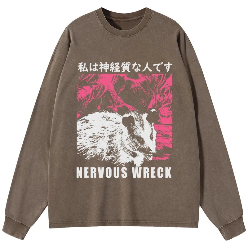 Tokyo-Tiger Nervous Wreck Washed Long Sleeve T-Shirt