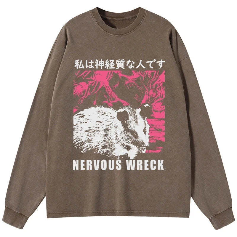 Tokyo-Tiger Nervous Wreck Washed Long Sleeve T-Shirt Sale