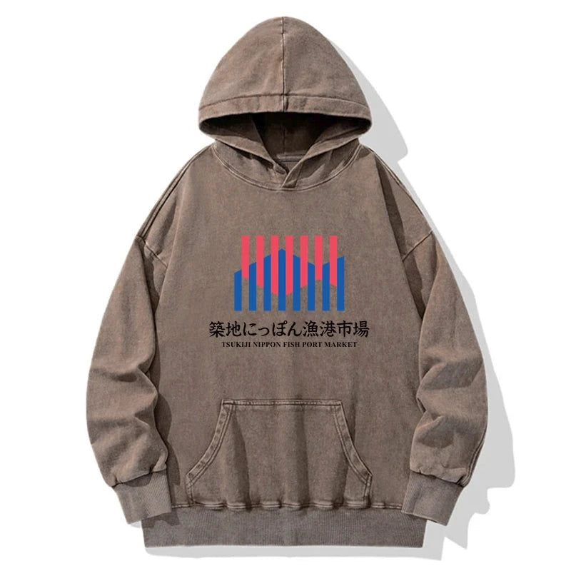 Tokyo-Tiger Tsukiji Nippon Fish Port Market Washed Hoodie