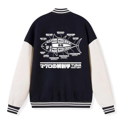 Tokyo-Tiger Tuna Dissection Map Japanese Embroidery Varsity Jacket