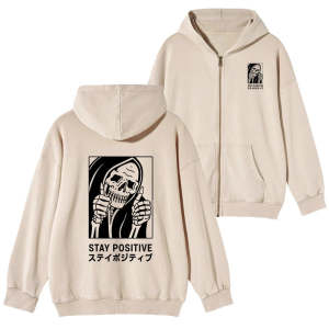 Image of Tokyo-Tiger Stay Positive Skeleton Washed Zip Hoodie