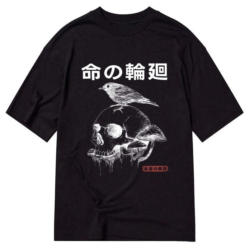 Tokyo-Tiger Mushroom Skull Manga Horror Print Classic T-Shirt