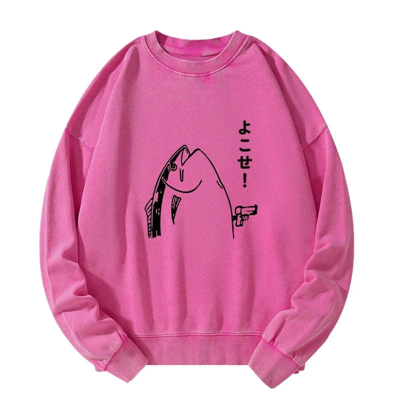 Tokyo-Tiger Fish Hold Up Gun Washed Sweatshirt Sale