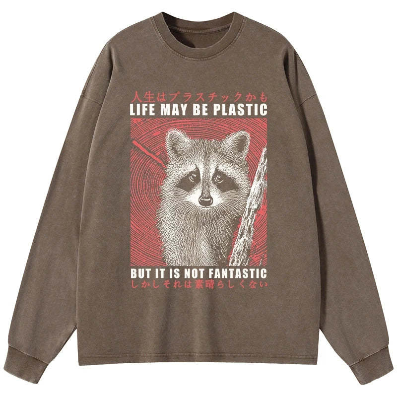 Tokyo-Tiger Life May Be Plastic But It Is Not Fantastic Washed Long Sleeve T-Shirt Sale
