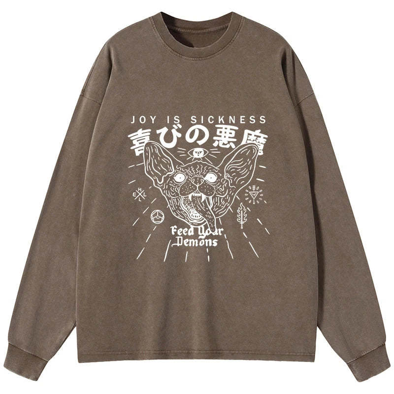Tokyo-Tiger Joy Is Sickness Washed Long Sleeve T-Shirt Sale