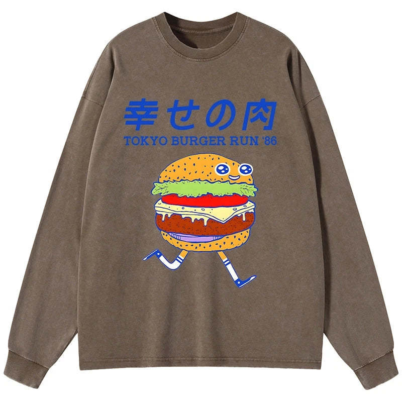 Tokyo-Tiger Tokyo Burger Run Japanese Washed Long Sleeve T-Shirt