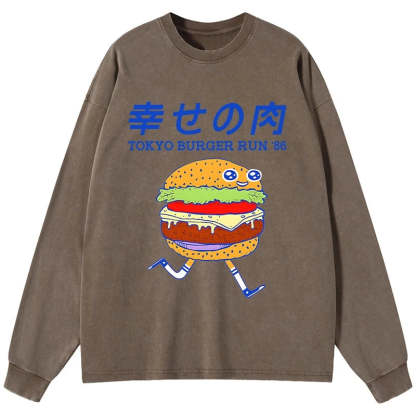 Tokyo-Tiger Tokyo Burger Run Japanese Washed Long Sleeve T-Shirt