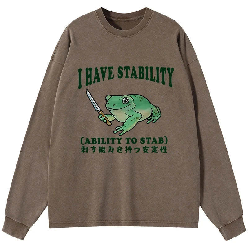 Tokyo-Tiger Mentally Stable Assassin Frog Washed Long Sleeve T-Shirt