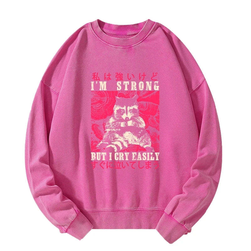 Tokyo-Tiger I Am Strong Raccoon Washed Sweatshirt Sale