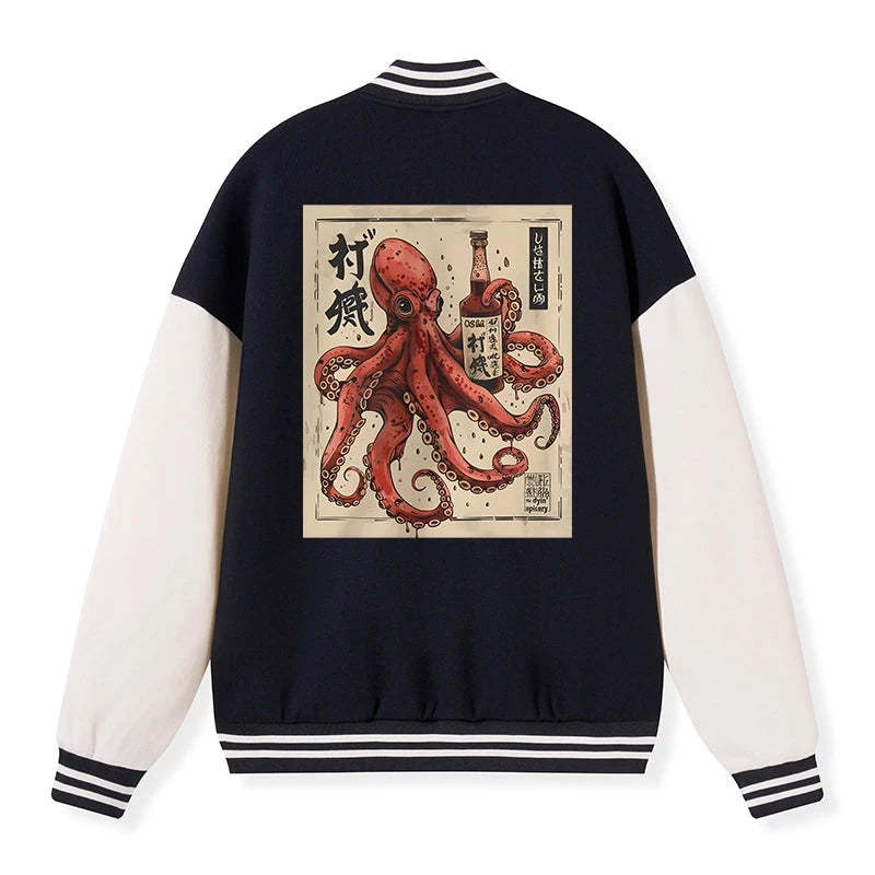 Tokyo-Tiger Osaka Saké Octopus Embroidery Varsity Jacket Sale