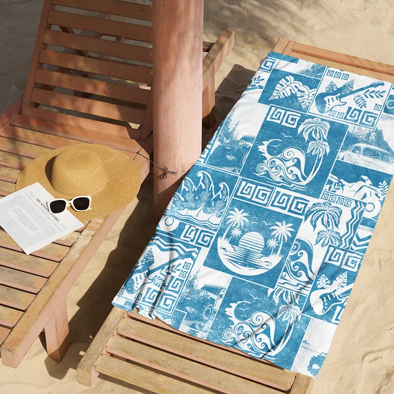 Tokyo-Tiger Tropical Island Collage Beach Towel