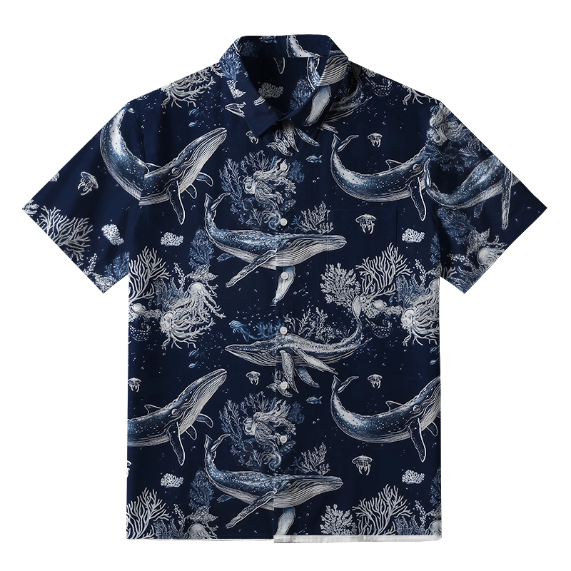 Tokyo-Tiger Deep Sea Whale Button-up Shirt