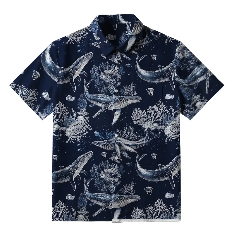 Tokyo-Tiger Deep Sea Whale Button-up Shirt