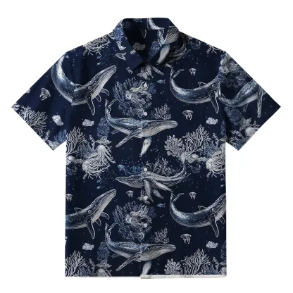 Tokyo-Tiger Deep Sea Whale Button-up Shirt