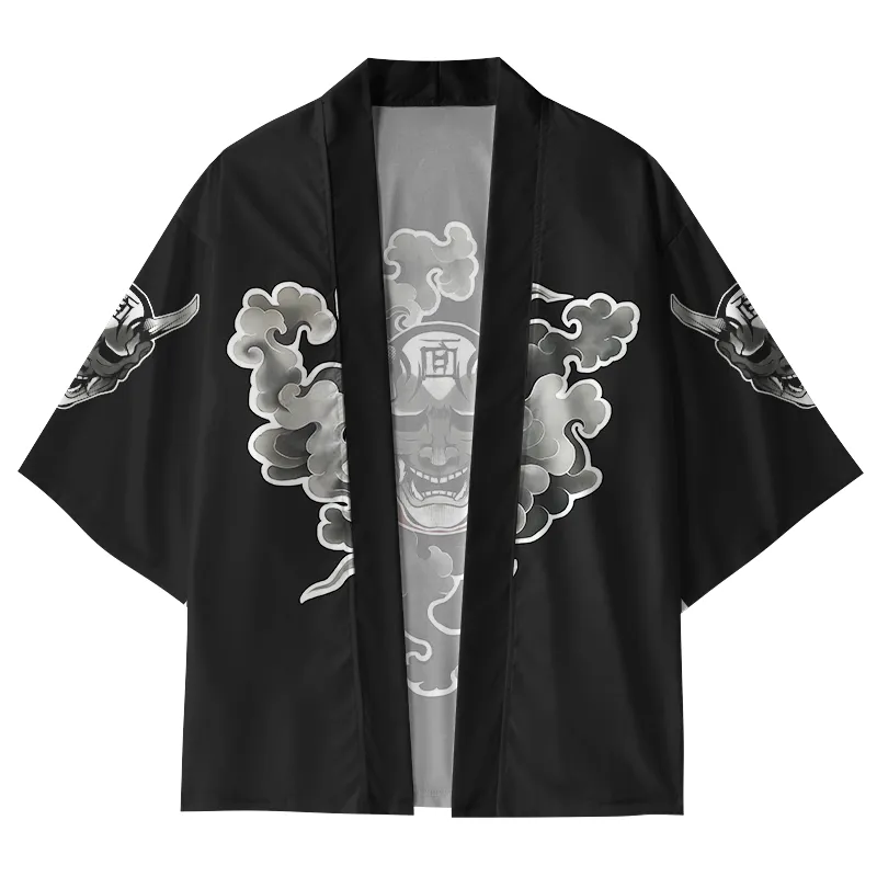 Tokyo-Tiger Cloud Demon Oni Mask Kimono Cardigan
