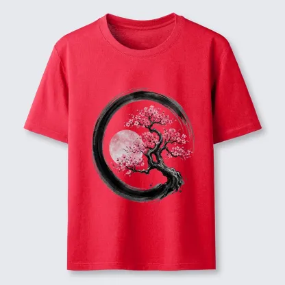 Tokyo-Tiger Zen Sakura Tree With Pink Moon Classic T-Shirt