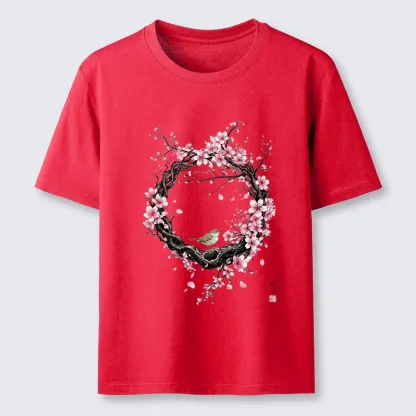 Tokyo-Tiger Sakura Wreath And Little Bird Classic T-Shirt