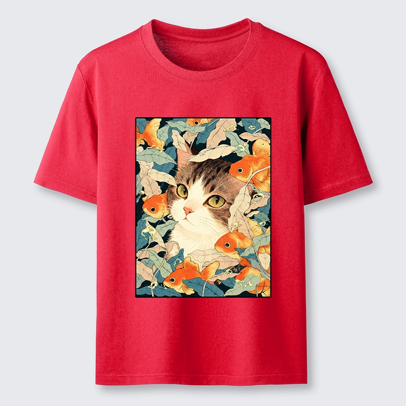 Tokyo-Tiger Cat Surrounded By Goldfish Classic T-Shirt
