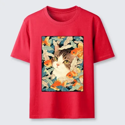 Tokyo-Tiger Cat Surrounded By Goldfish Classic T-Shirt