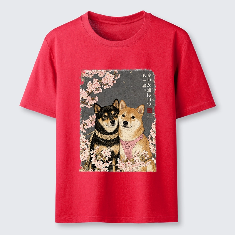 Tokyo-Tiger Two Shibas And Sakura Flowers Classic T-Shirt Sale