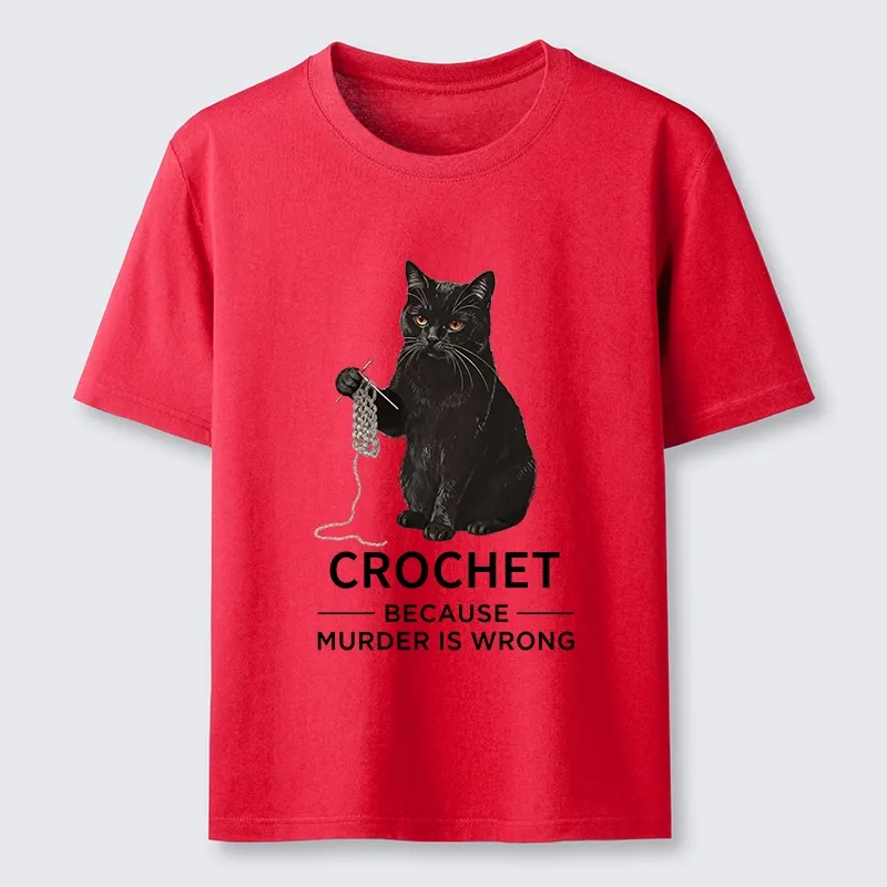 Tokyo-Tiger Cat Crocheting To Avoid Trouble Classic T-Shirt