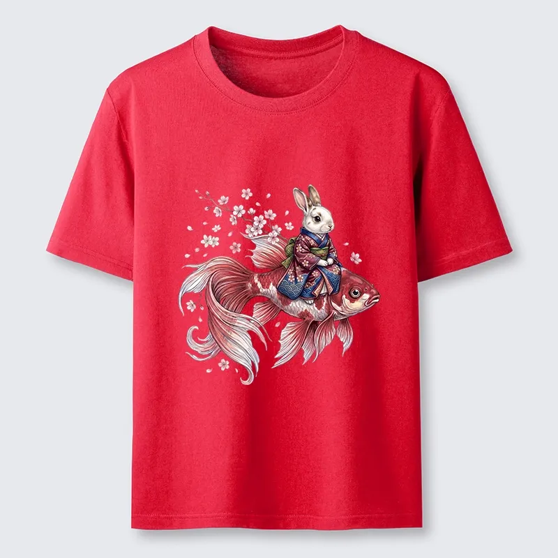 Tokyo-Tiger Japanese Style Rabbit And Koi Fish Classic T-Shirt