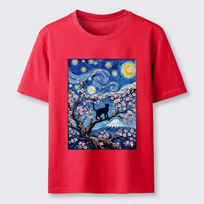 Tokyo-Tiger Van Gogh Style Cat With Mount Fuji Classic T-Shirt